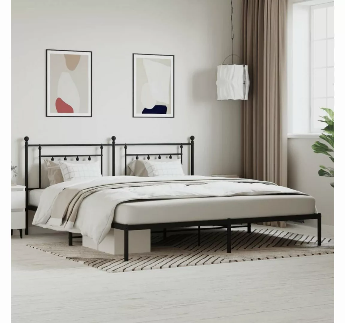 furnicato Bett Bettgestell mit Kopfteil Metall Schwarz 200x200 cm günstig online kaufen