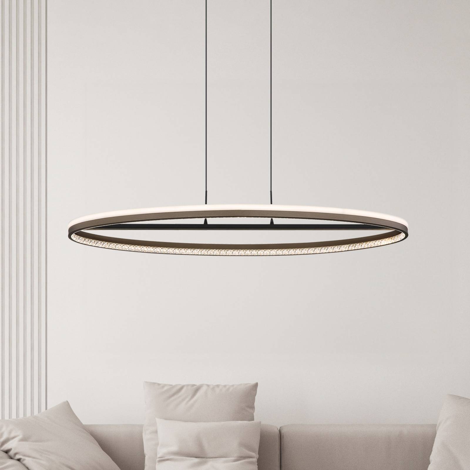 LED-Hängelampe Della, Länge 101 cm, dunkelgrau, Metall günstig online kaufen
