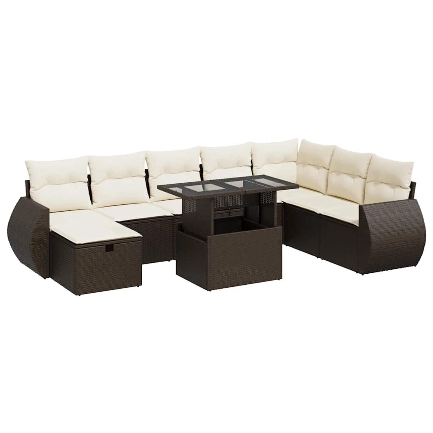 vidaXL 9-Tlg Garten-Sofagarnitur mit Kissen Braun Poly Rattan 3327923 günstig online kaufen