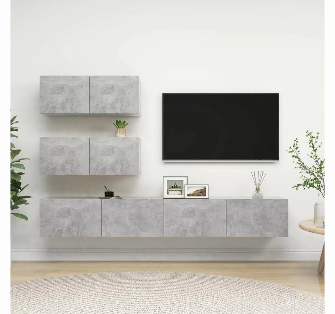 furnicato TV-Schrank 4-tlg. TV-Schrank-Set Betongrau Holzwerkstoff günstig online kaufen