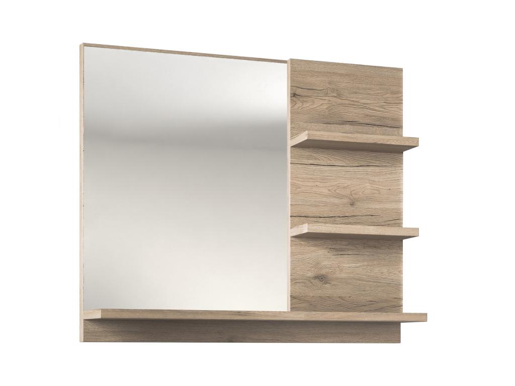 Badspiegel rechteckig mit Ablageflächen - 60 x 50 cm - Holzfarben hell - LA günstig online kaufen