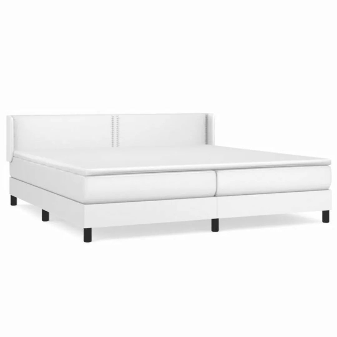 vidaXL Bettgestell Boxspringbett mit Matratze Weiß 200x200 cm Kunstleder Be günstig online kaufen