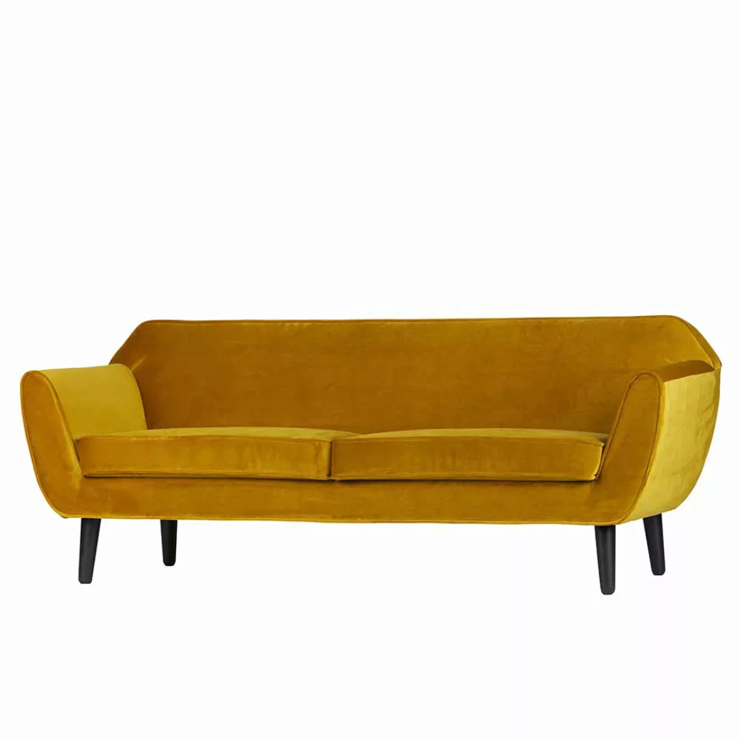 2 Sitzer Sofa in Gelb Retro Design günstig online kaufen