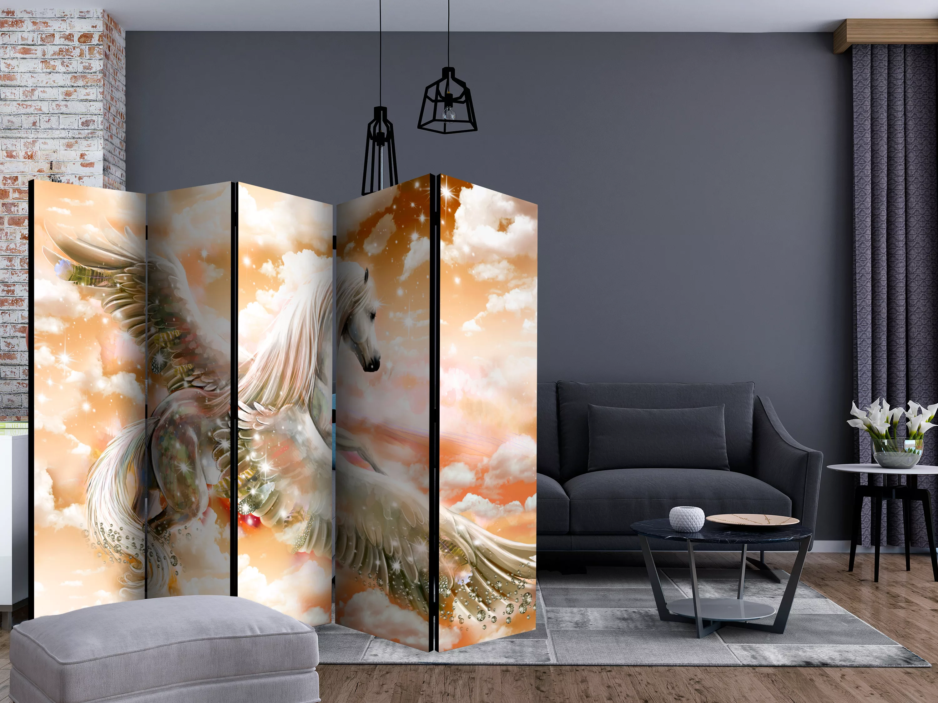 5-teiliges Paravent - Pegasus (orange) Ii [room Dividers] günstig online kaufen