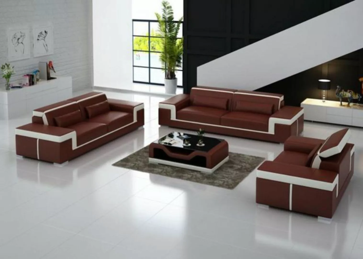 JVmoebel Sofa Sofagarnitur Couch Polster Sofa 3+1+1 Komplett Set Design Led günstig online kaufen