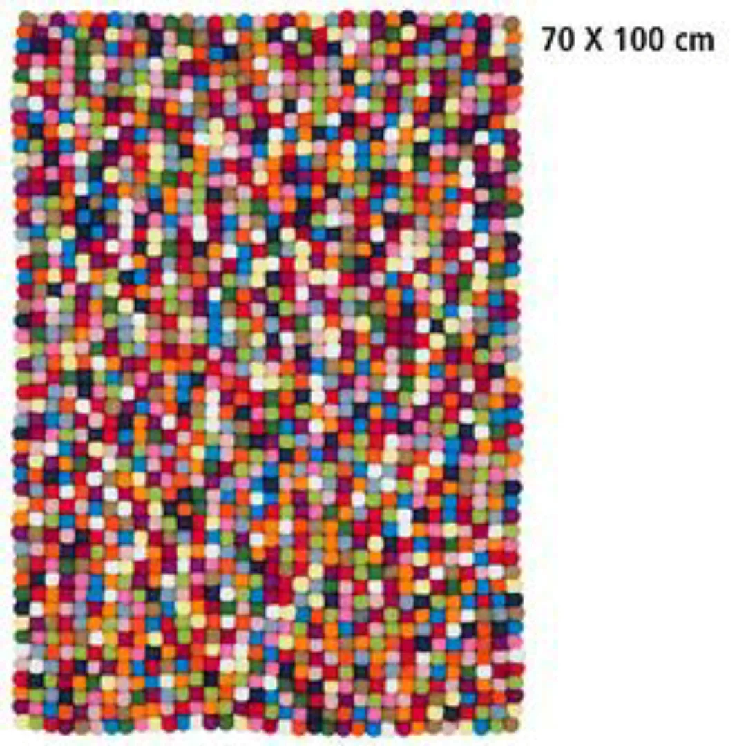 myfelt - Lotte Filzkugelteppich rechteckig - multicolor/70x100 cm günstig online kaufen