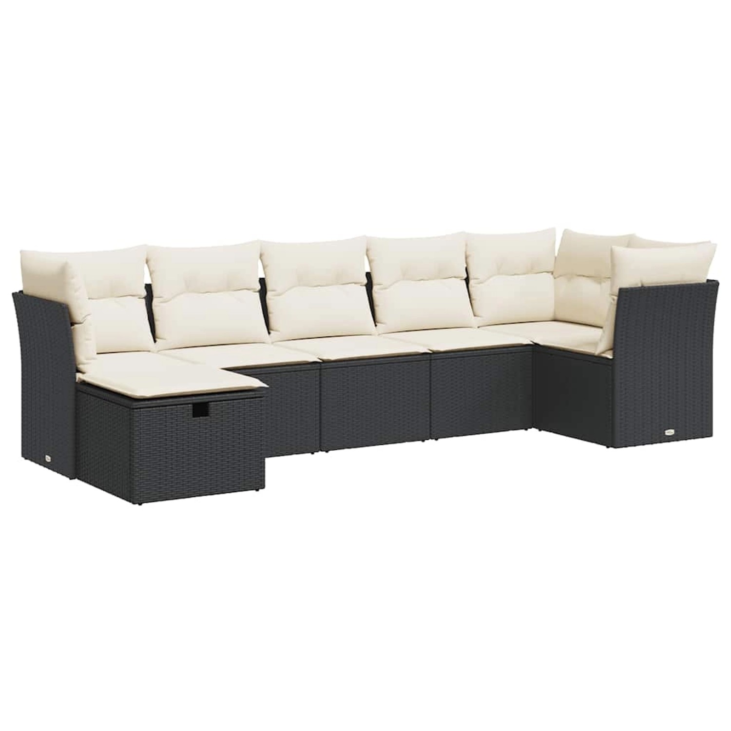 vidaXL 7-Tlg Garten-Sofagarnitur mit Kissen Schwarz Poly Rattan 3325302 günstig online kaufen
