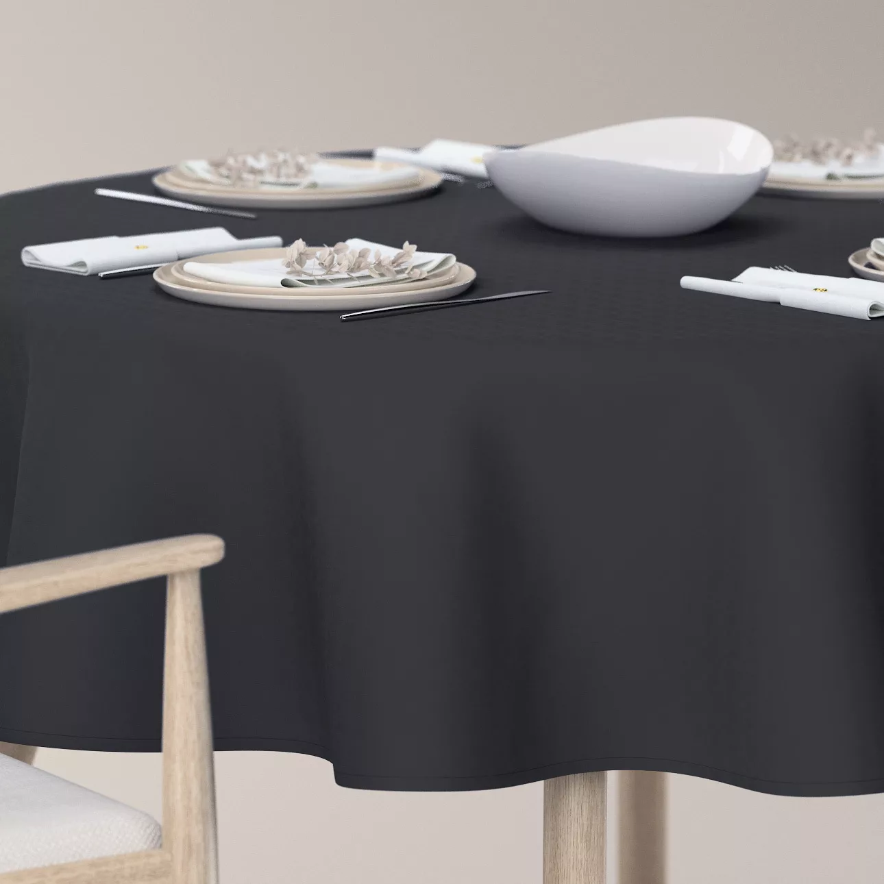 Runde Tischdecke, schwarz, Crema (144-64) günstig online kaufen