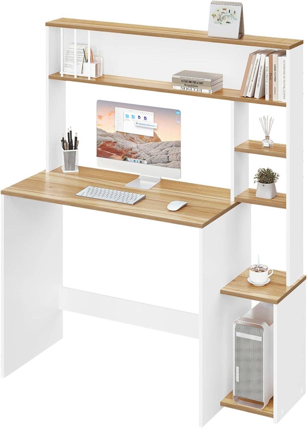 EUGAD Schreibtisch (1-St), Computertisch, 5-stufiges Bücherregal, günstig online kaufen