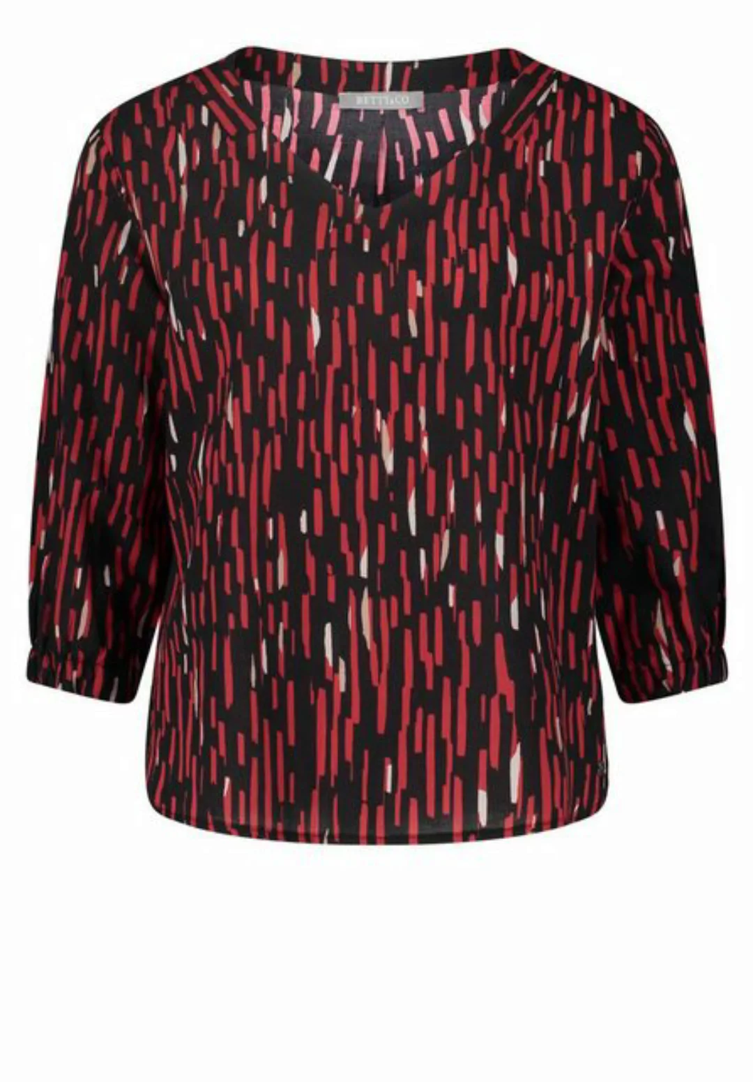 Betty&Co Blusenshirt Bluse Lang 3/4 Arm, Black/Red günstig online kaufen