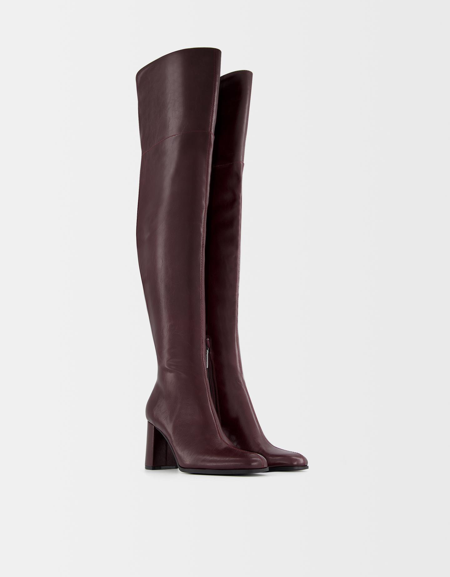 Bershka Absatzstiefel Mit Xl-Schaft Damen 41 Granatrot günstig online kaufen