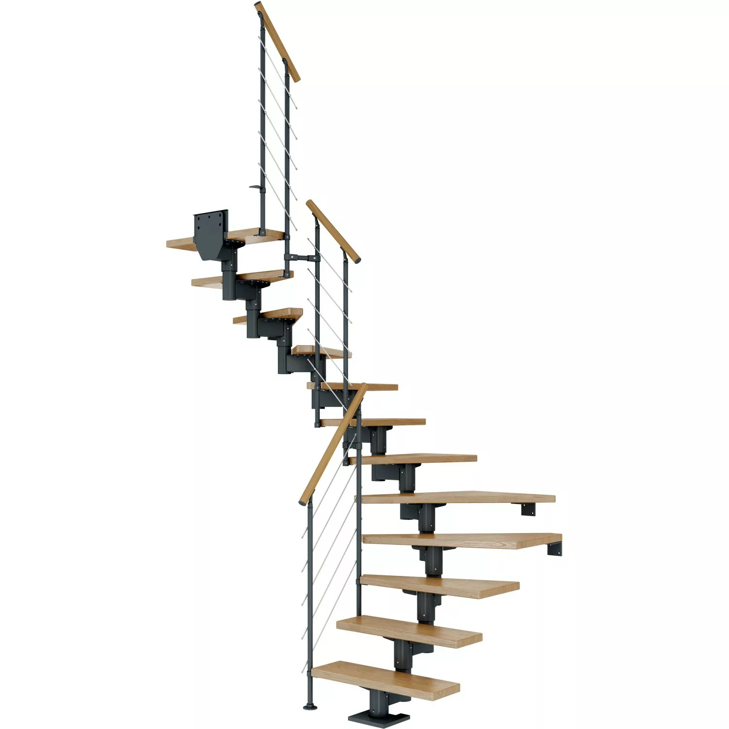 Dolle Mittelholmtreppe Cork Eiche Anthrazit GH b. 337cm 1/2 Gewendelt 75cm günstig online kaufen