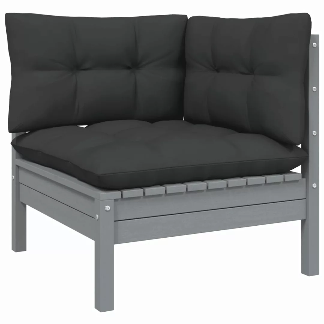 2-sitzer-gartensofa Mit Kissen Grau Massivholz Kiefer günstig online kaufen