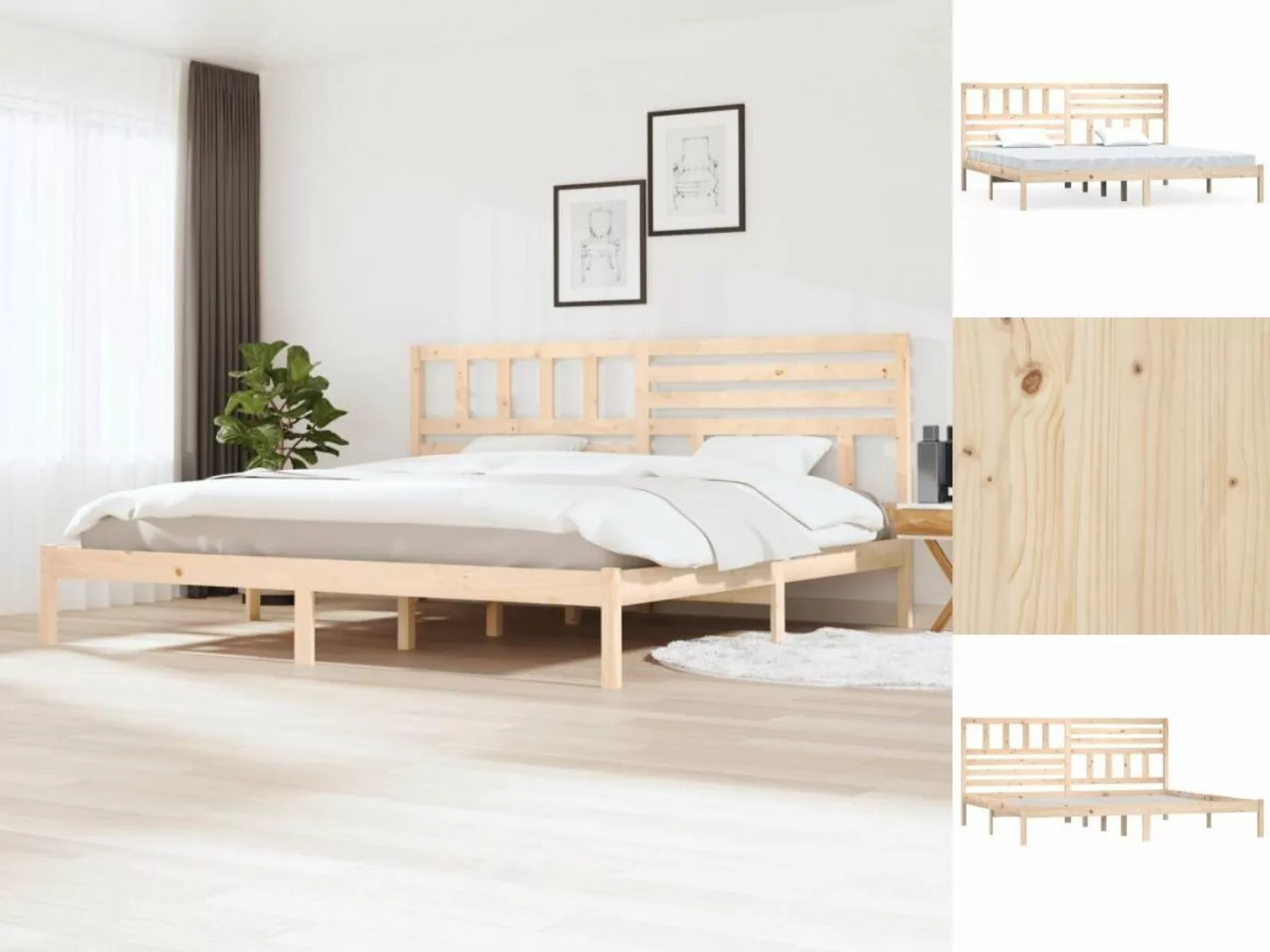 vidaXL Bettgestell Massivholzbett Kiefer 200x200 cm Doppelbett Bett Bettrah günstig online kaufen
