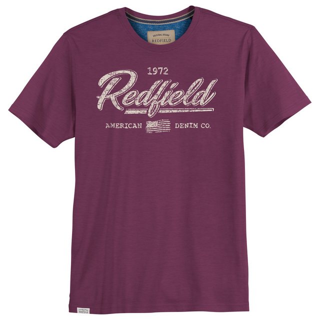 redfield Rundhalsshirt Große Größen Herren T-Shirt Logoprint beere Redfield günstig online kaufen