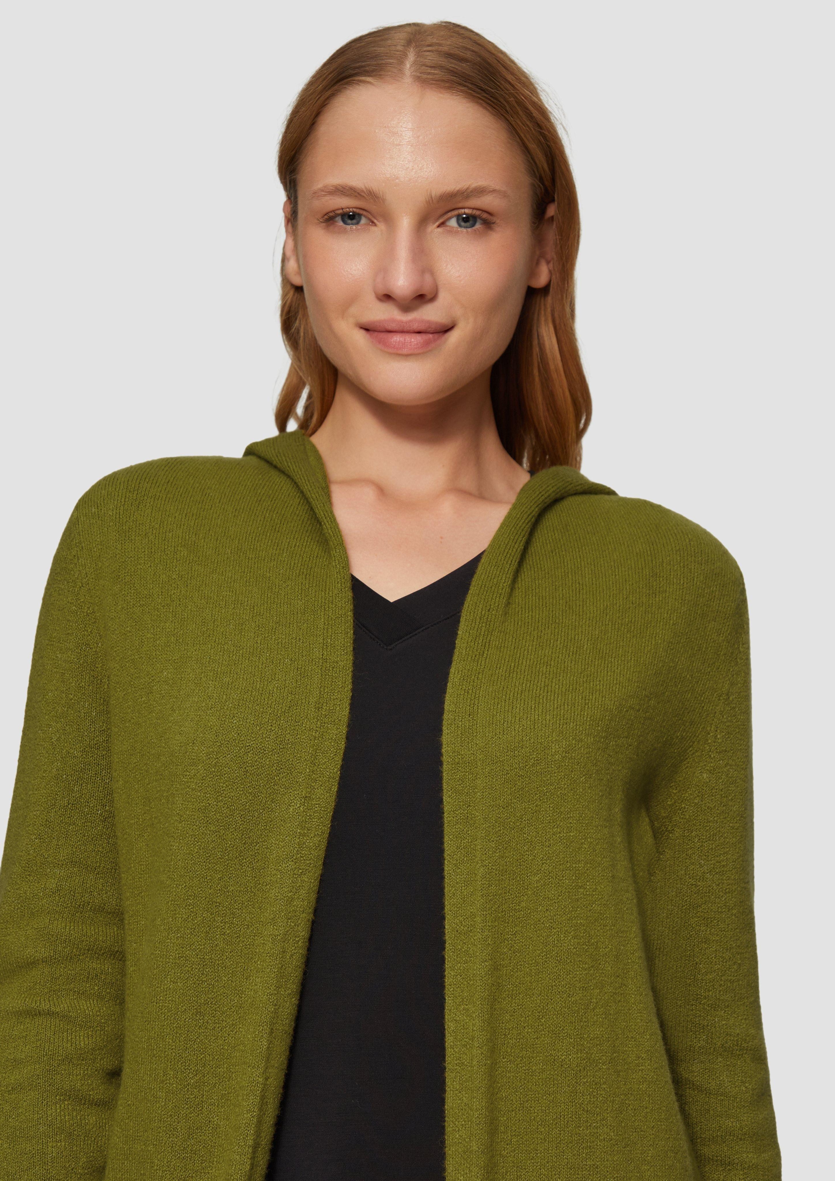 s.Oliver Strickjacke Long-Cardigan mit Kapuze Rippblende günstig online kaufen