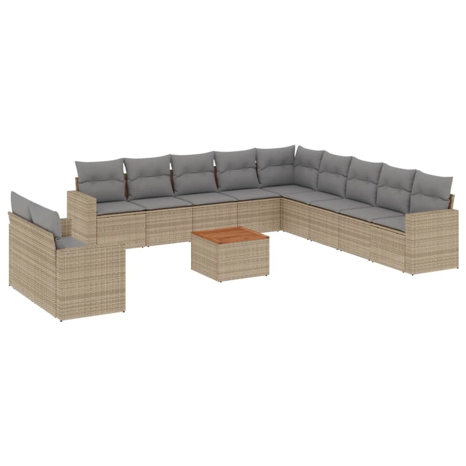 vidaXL 12-Tlg Garten-Sofagarnitur mit Kissen Beige Poly Rattan 3224204 günstig online kaufen