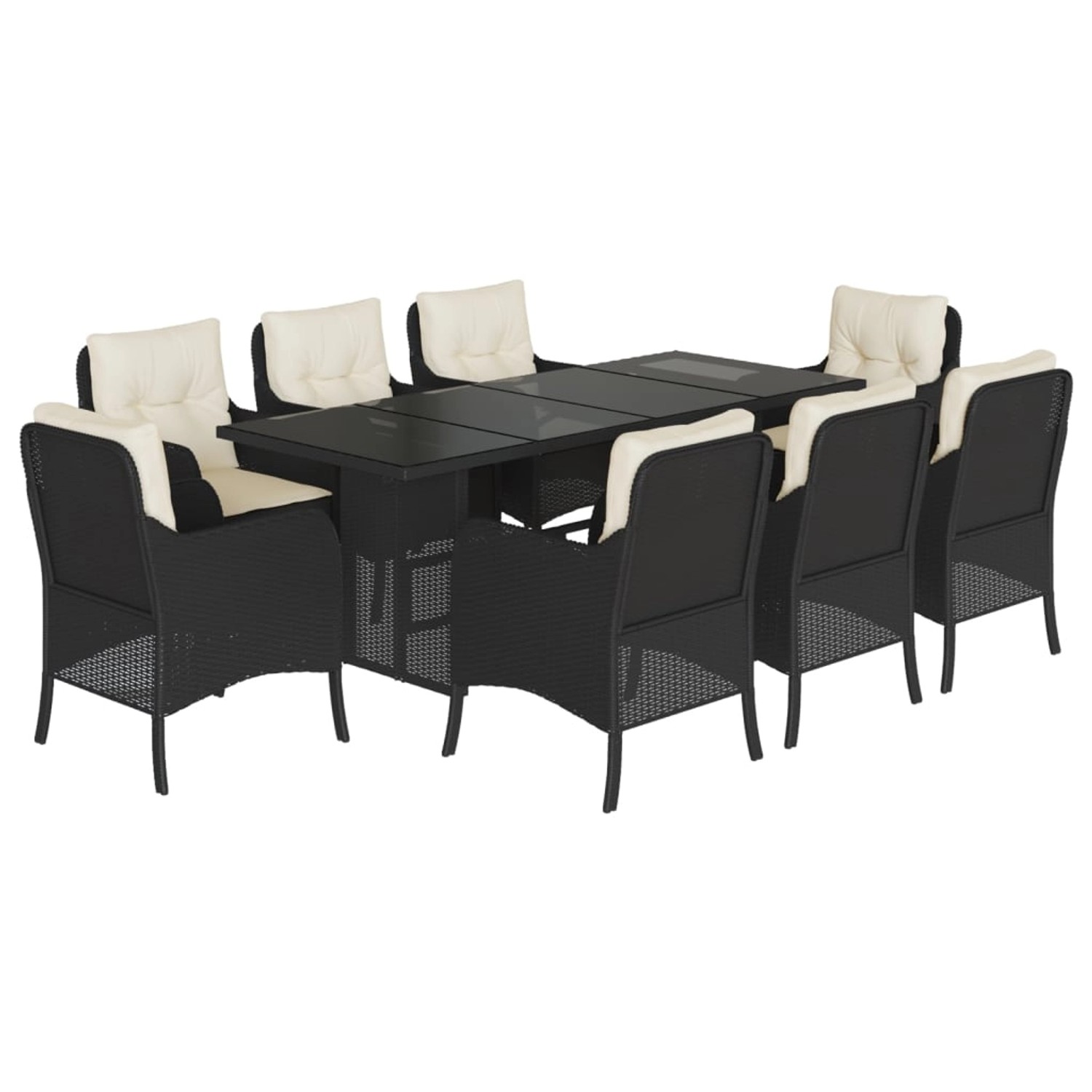vidaXL 9-Tlg Garten-Essgruppe mit Kissen Schwarz Poly Rattan 3211879 günstig online kaufen