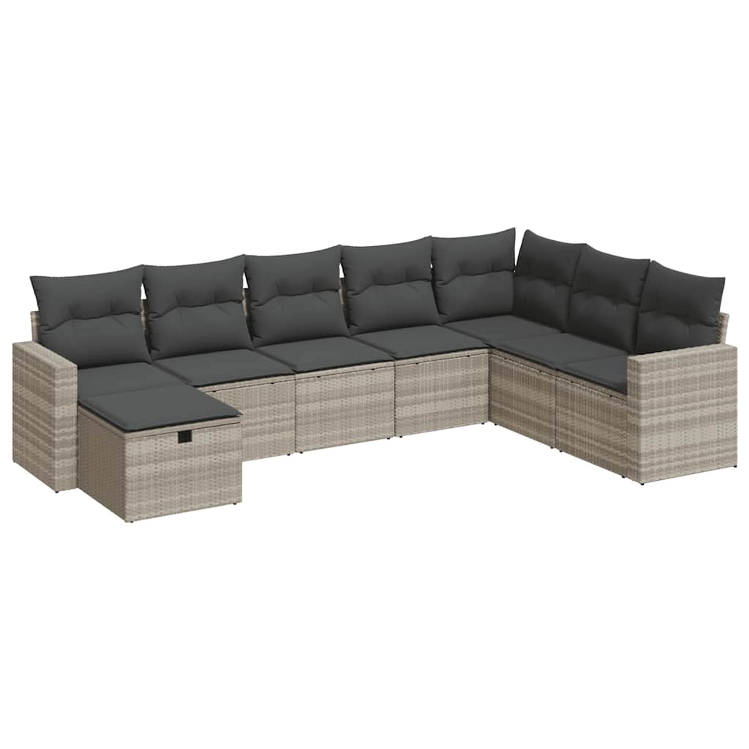 vidaXL 8-Tlg Garten-Sofagarnitur mit Kissen Hellgrau Poly Rattan 3325438 günstig online kaufen