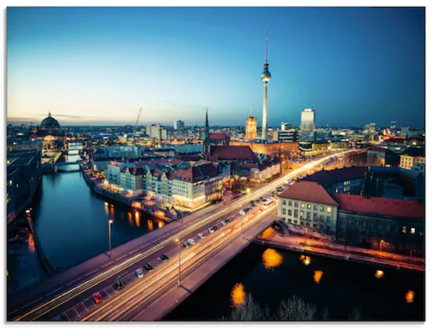 Artland Glasbild »Berlin Cityscape am Abend«, Deutschland, (1 St.), in vers günstig online kaufen