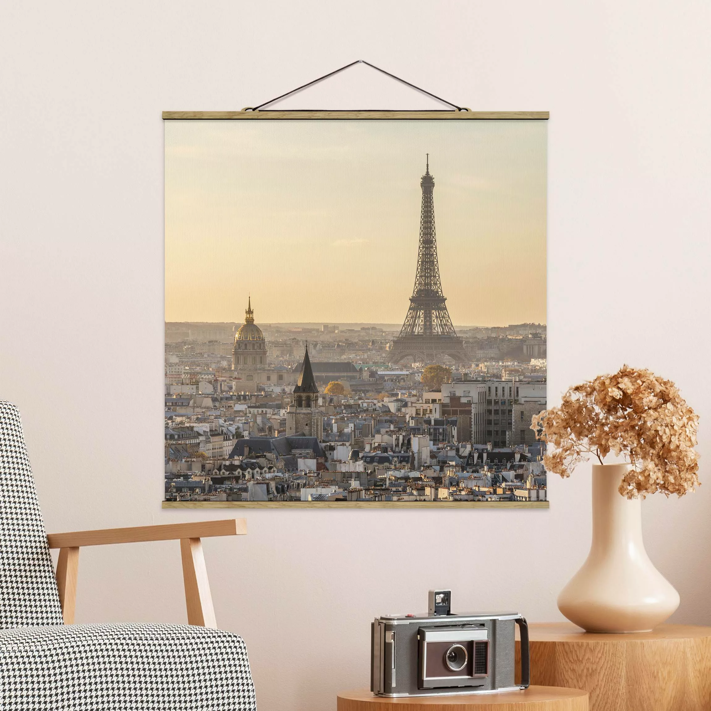 Stoffbild mit Posterleisten Paris im Morgengrauen günstig online kaufen