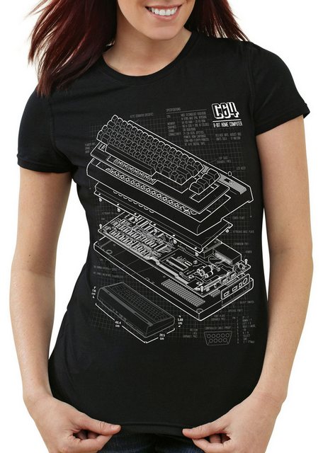 style3 T-Shirt C64 Heimcomputer commodore Blaupause classic gamer günstig online kaufen