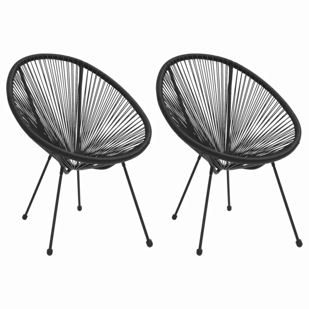 3-tlg. Garten-essgruppe Pvc Rattan Schwarz günstig online kaufen