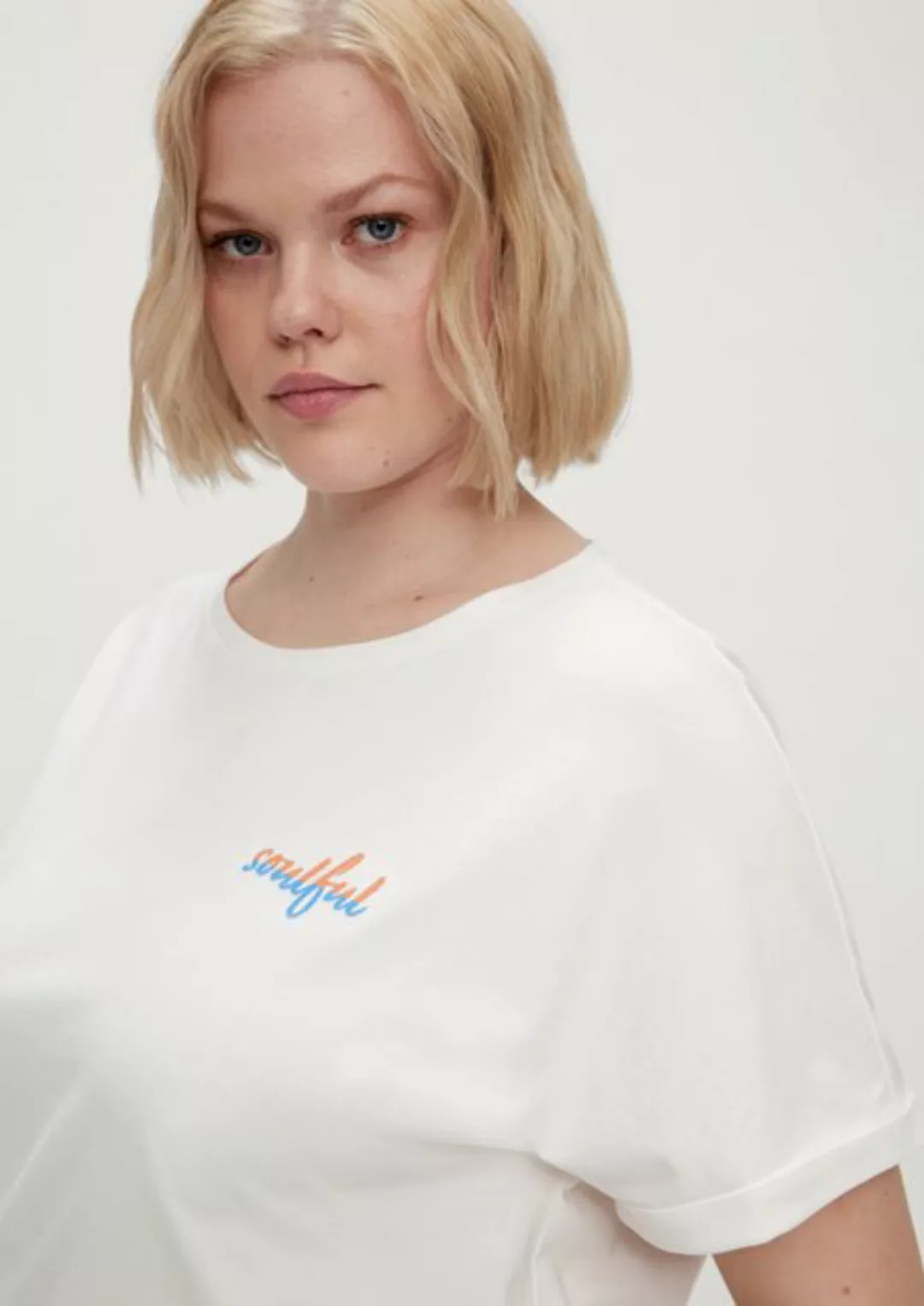 TRIANGLE Kurzarmshirt Baumwollshirt mit Stickerei Stickerei günstig online kaufen