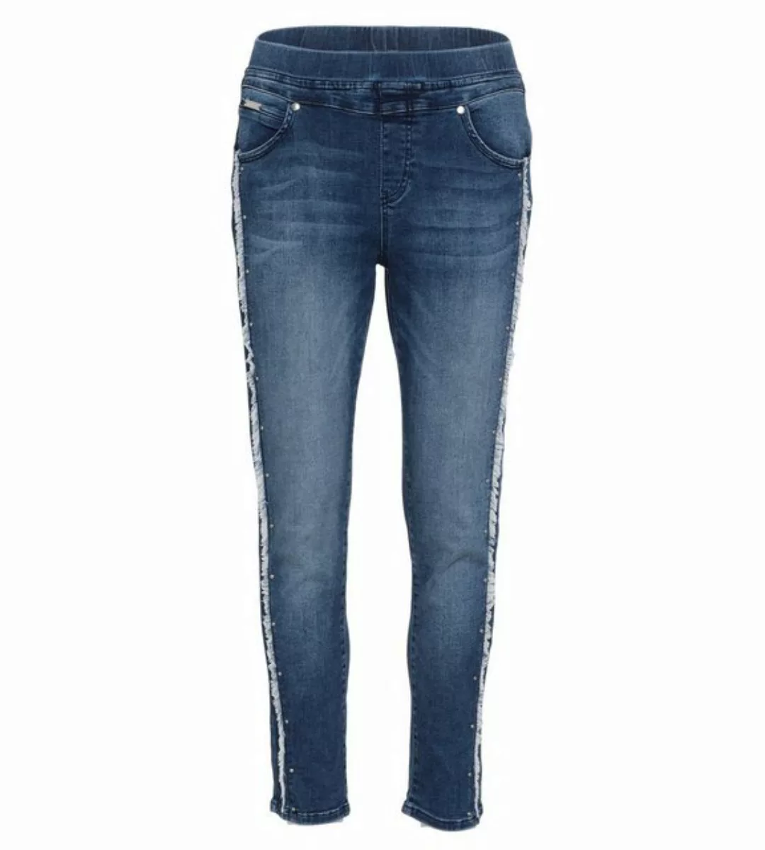Sarah Kern Röhrenjeans Slim-Fit-Jeans koerpernah mit Metallplättchen +Frans günstig online kaufen