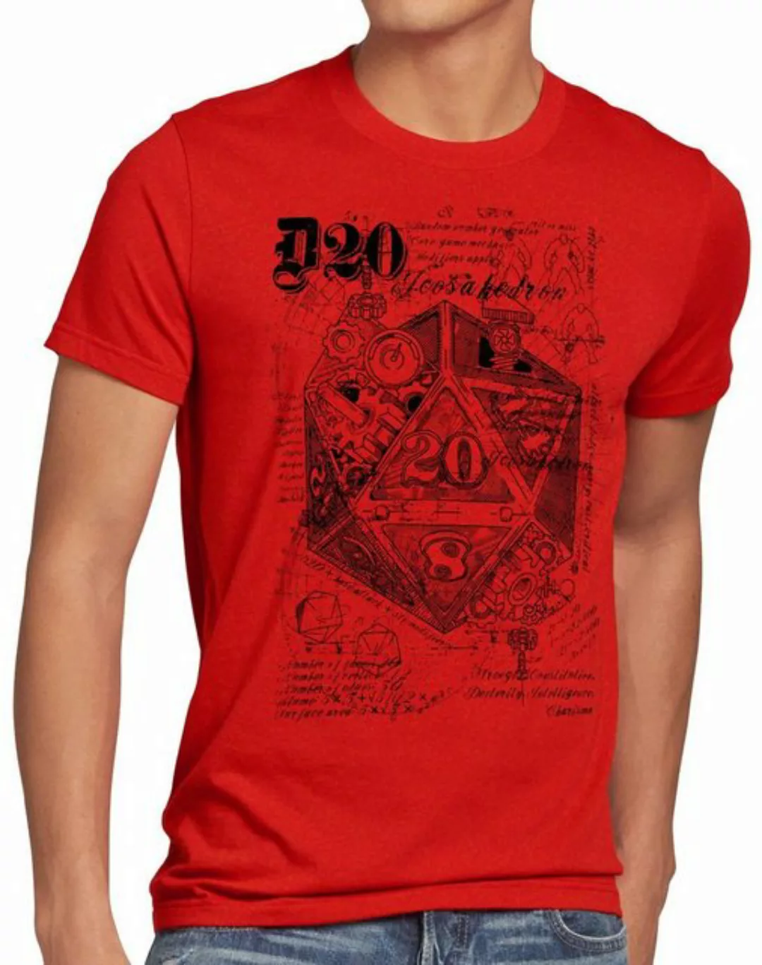 style3 Print-Shirt Herren T-Shirt D20 Da Vinci dragons würfel dungeon günstig online kaufen