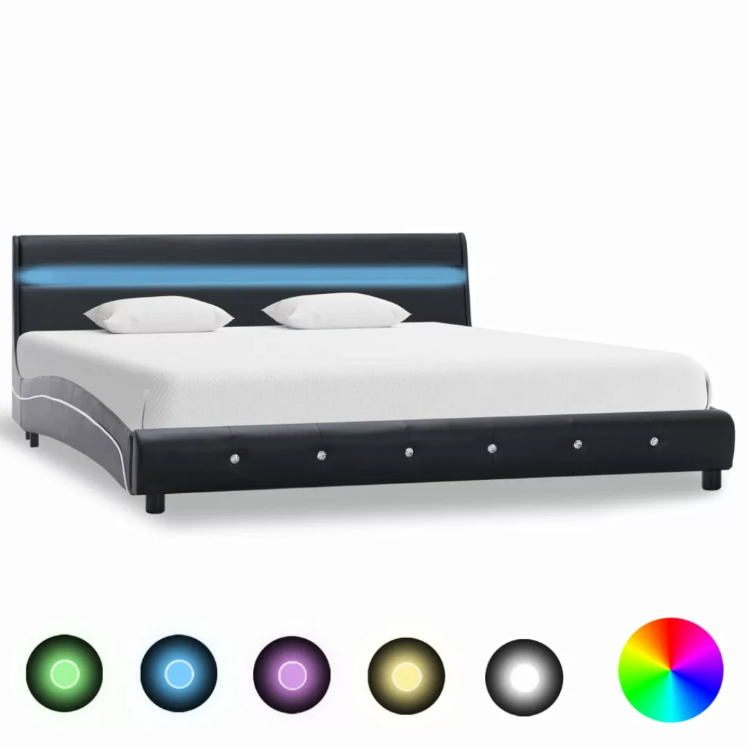 Vidaxl Bettgestell Mit Led Schwarz Kunstleder 180x200 Cm günstig online kaufen