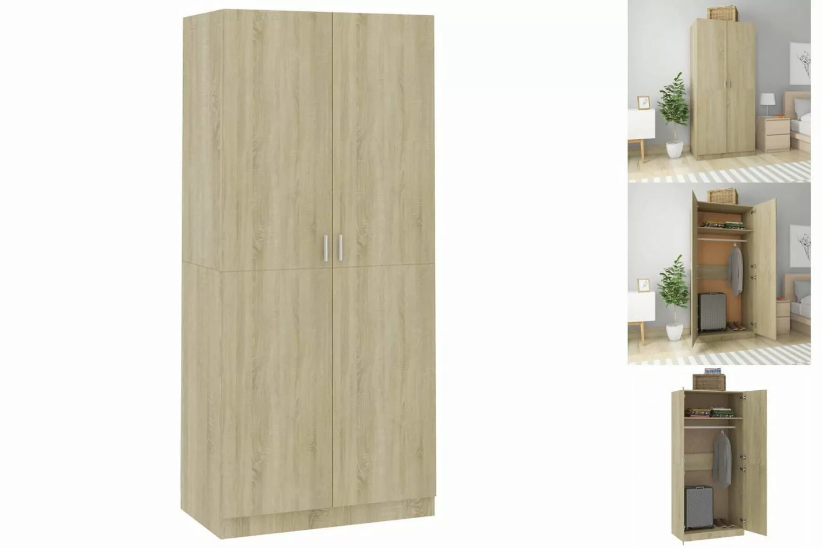 vidaXL Kleiderschrank Kleiderschrank Sonoma-Eiche 9052200 cm Spanplatte günstig online kaufen