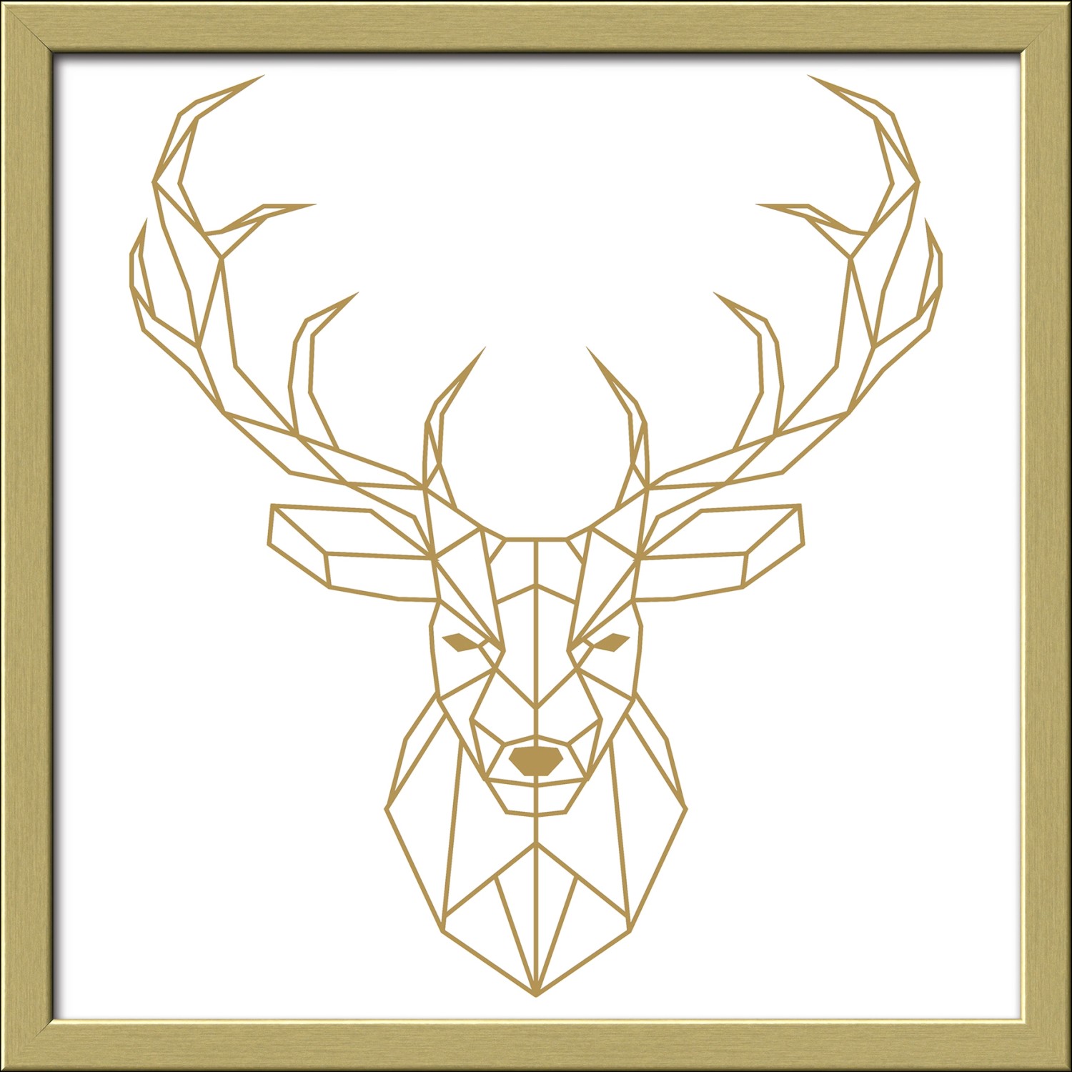 Bild mit Rahmen Anonymus Golden Polygon Deer 32,5 cm x 32,5 cm günstig online kaufen