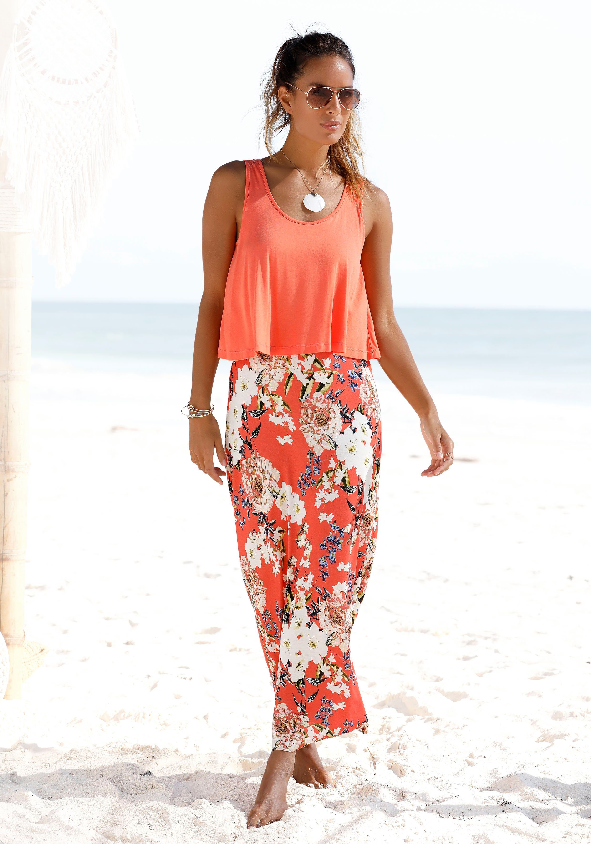 s.Oliver Maxikleid im Lagen-Look mit Blumenprint, günstig online kaufen