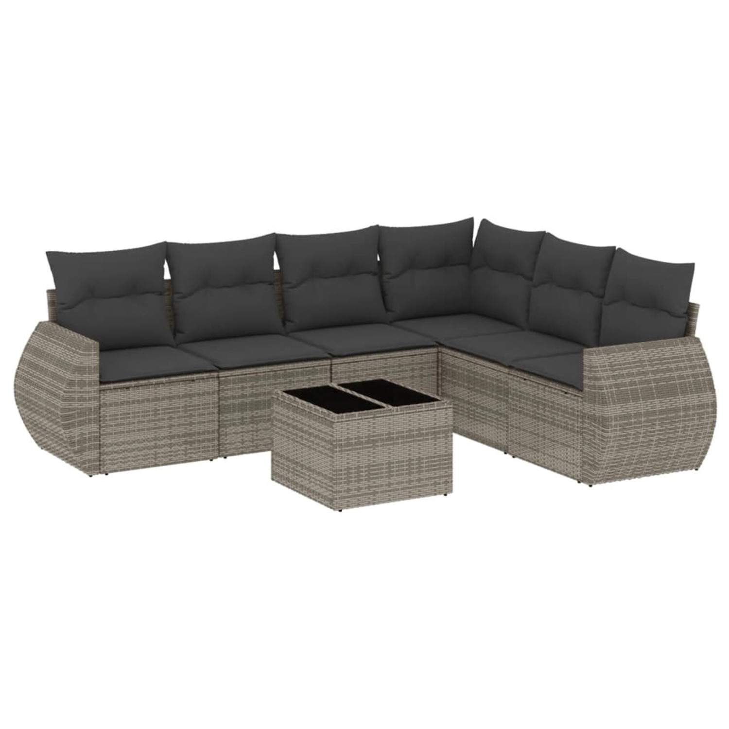 vidaXL 7-Tlg Garten-Sofagarnitur mit Kissen Grau Poly Rattan 3221419 günstig online kaufen