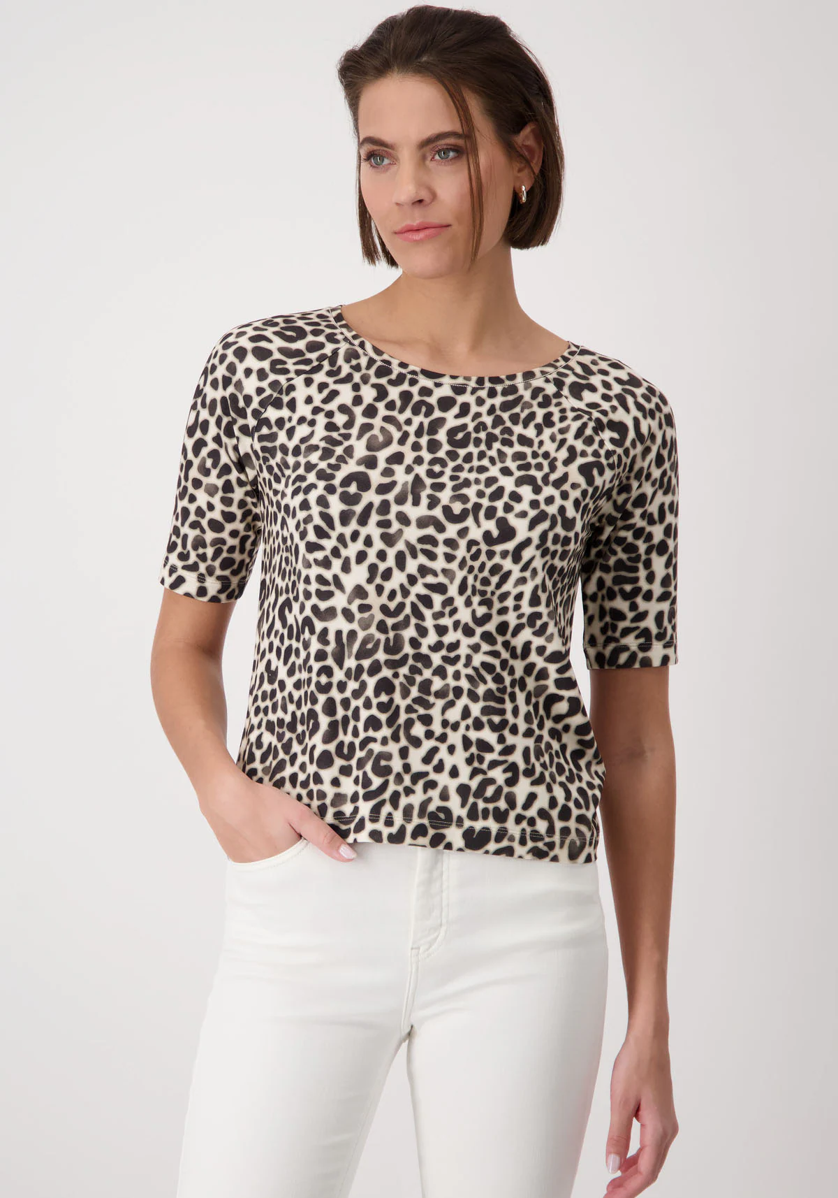 Monari Rundhalsshirt, mit allover Animalprint günstig online kaufen