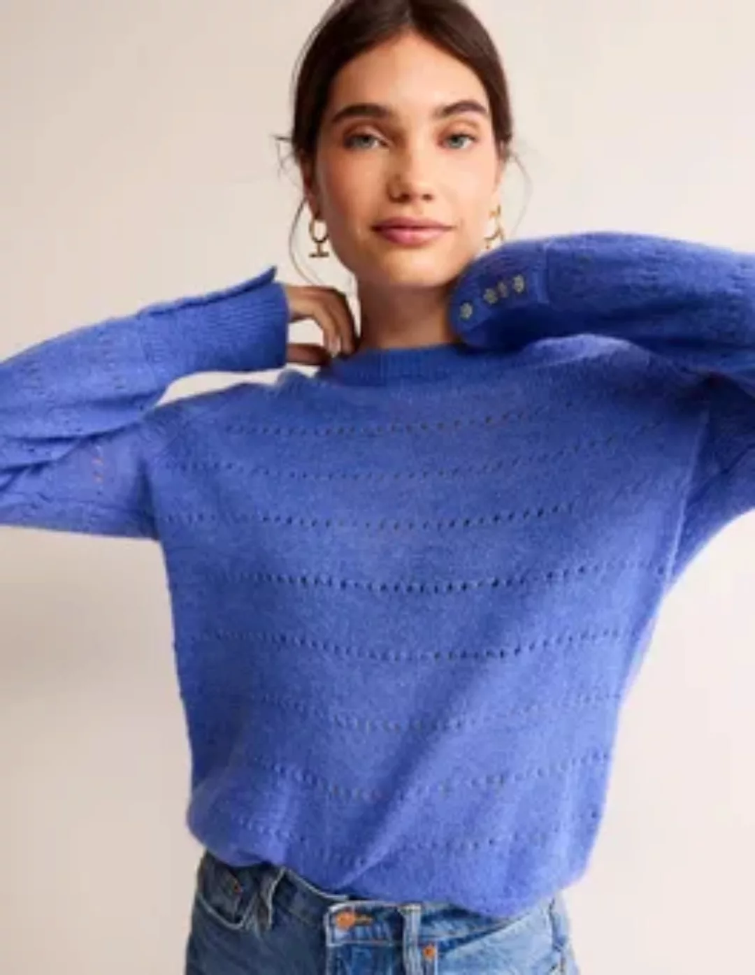 Flauschiger, texturierter Pullover Damen Boden, Zartes Frühlingsblau günstig online kaufen
