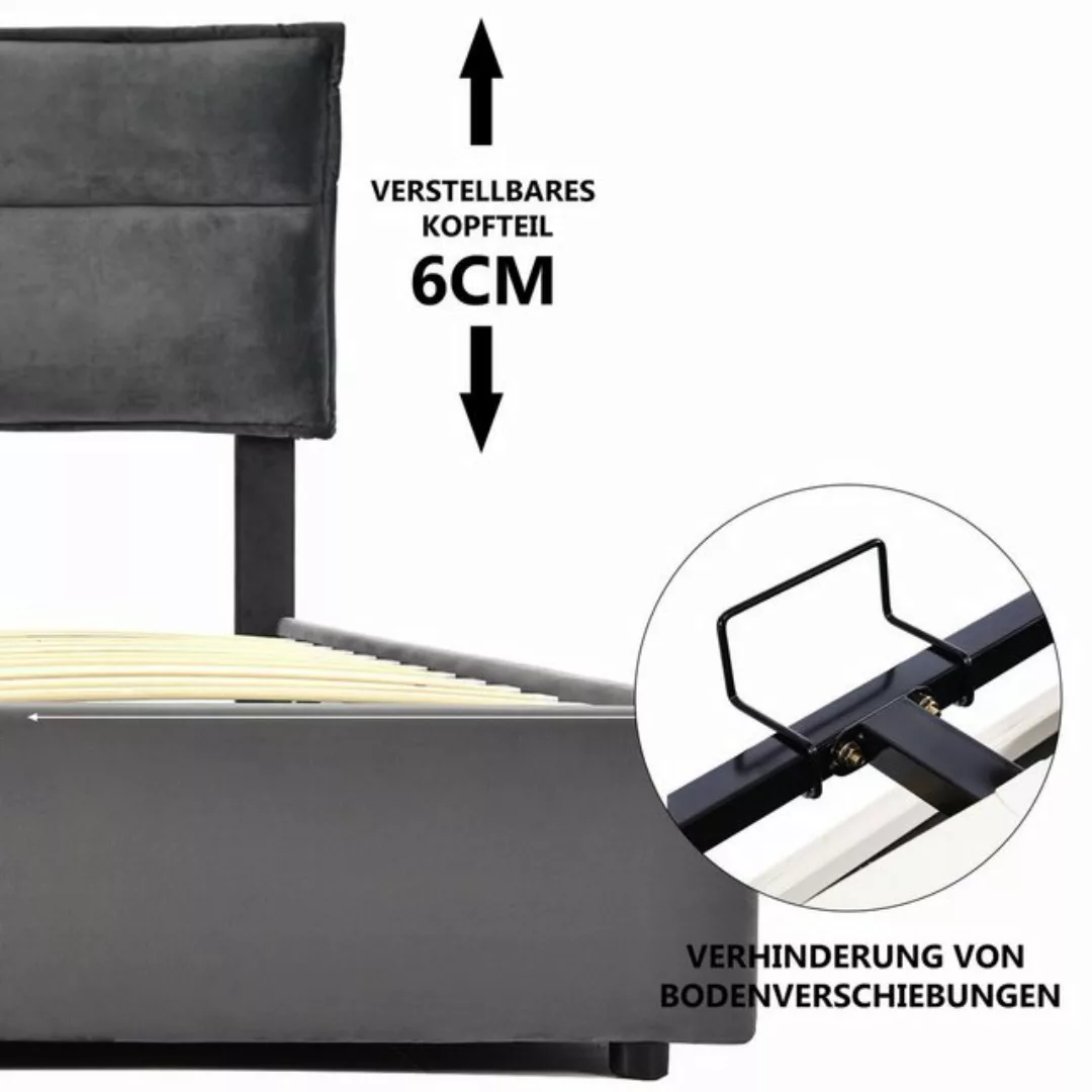 REDOM Polsterbett Hydraulisch Doppelbet (Stauraumbett 140x200cm Inklusive M günstig online kaufen