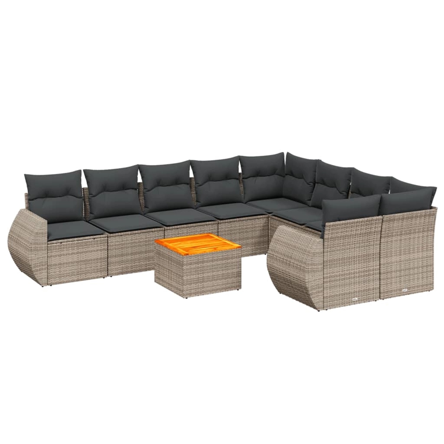 vidaXL 10-Tlg Garten-Sofagarnitur mit Kissen Grau Poly Rattan 3225164 günstig online kaufen