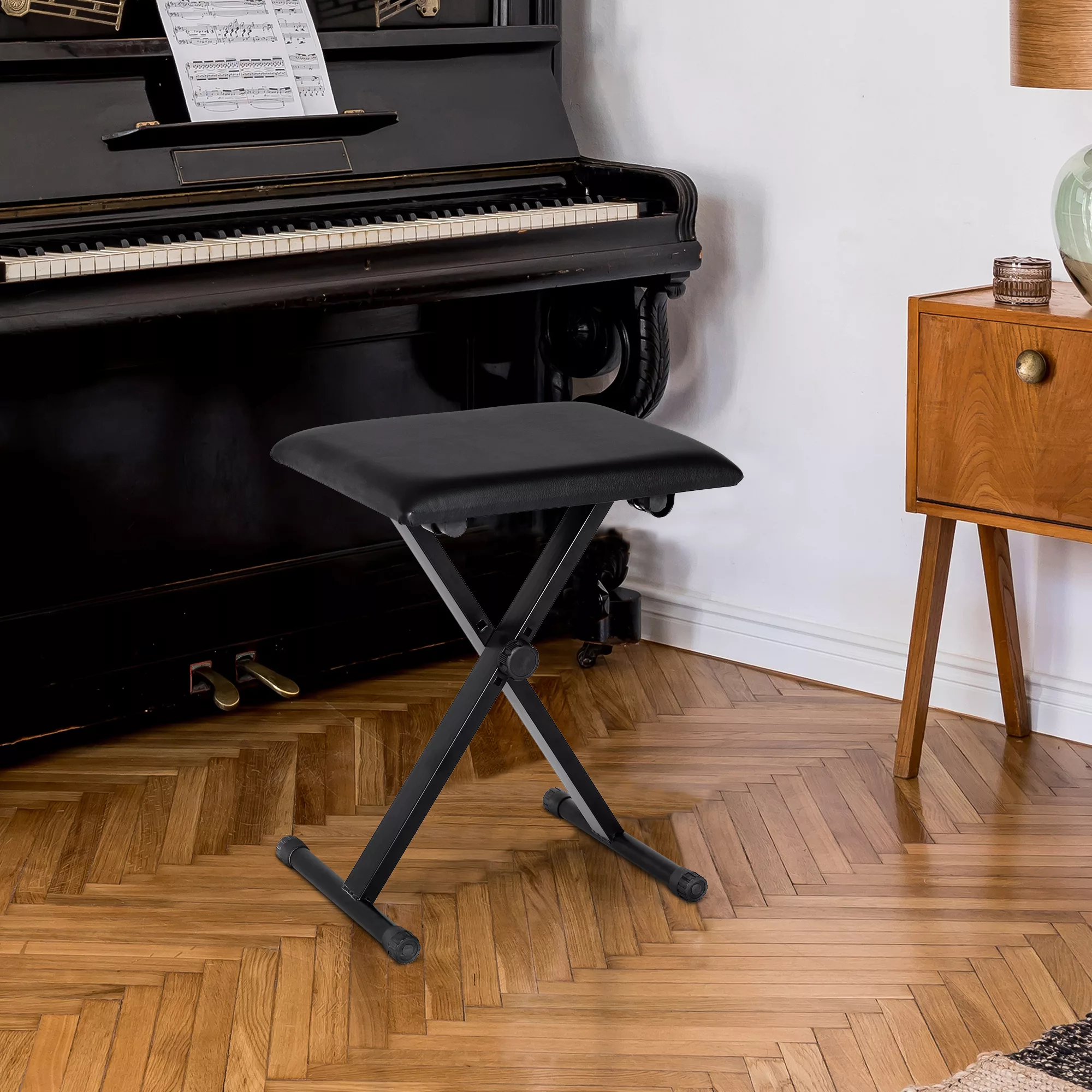 HOMCOM Klavierhocker  Klavierbank höhenverstellbar, zusammenklappbar, Metal günstig online kaufen