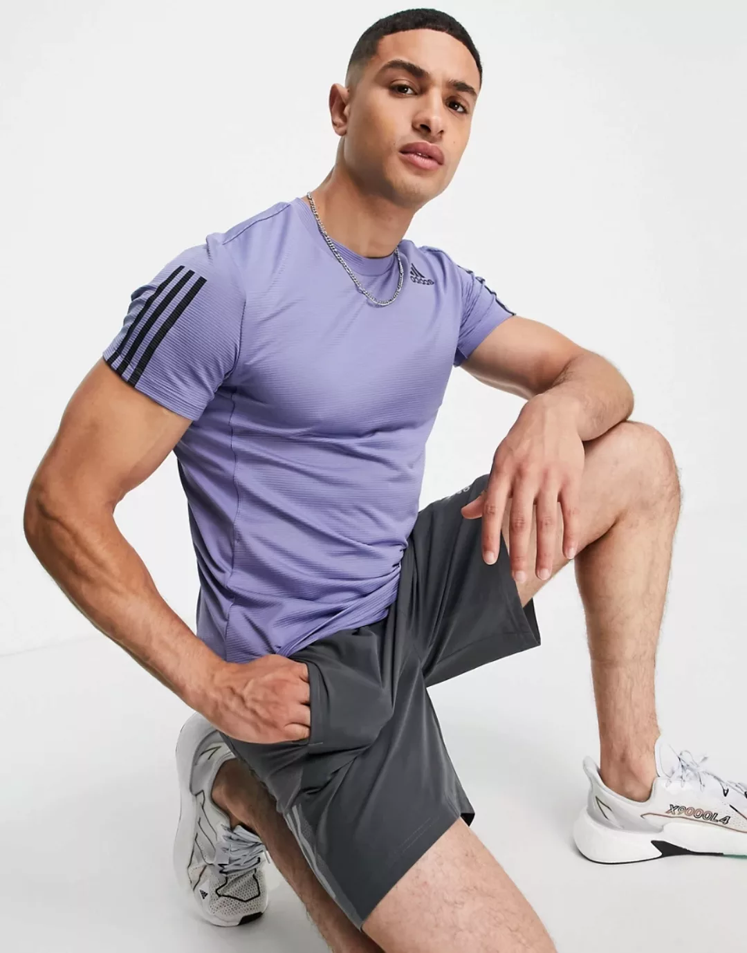 Adidas Aero 3 Stripes Pb Kurzarm T-shirt L Orbit Violet günstig online kaufen