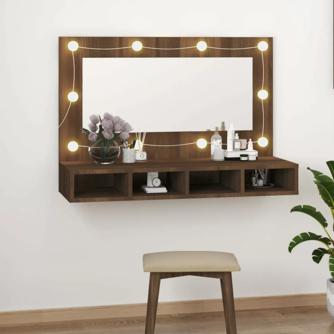 Vidaxl Spiegelschrank Mit Led Braun Eiche-optik 90x31,5x62 Cm günstig online kaufen