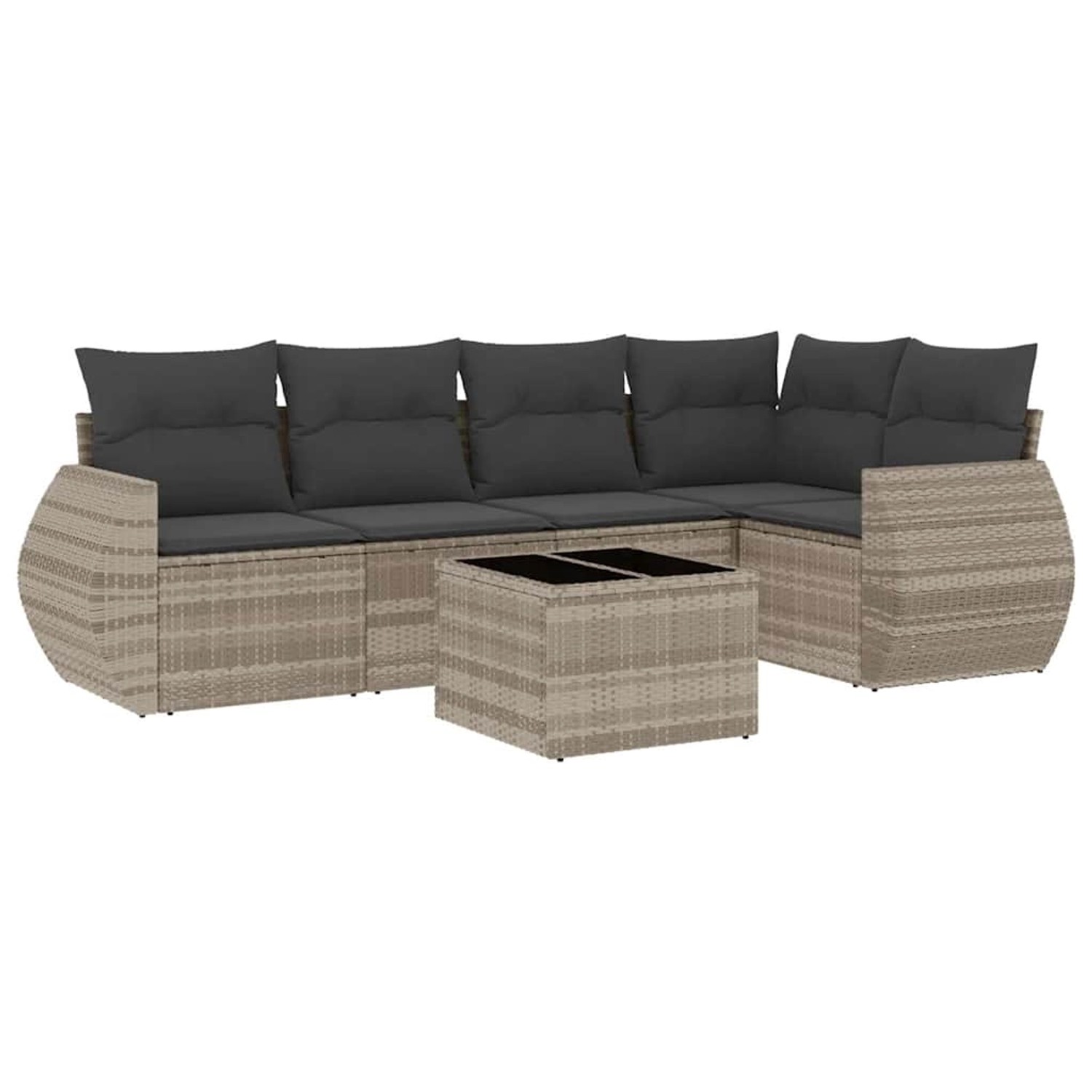 vidaXL 6-Tlg Garten-Sofagarnitur mit Kissen Hellgrau Poly Rattan 3221341 günstig online kaufen