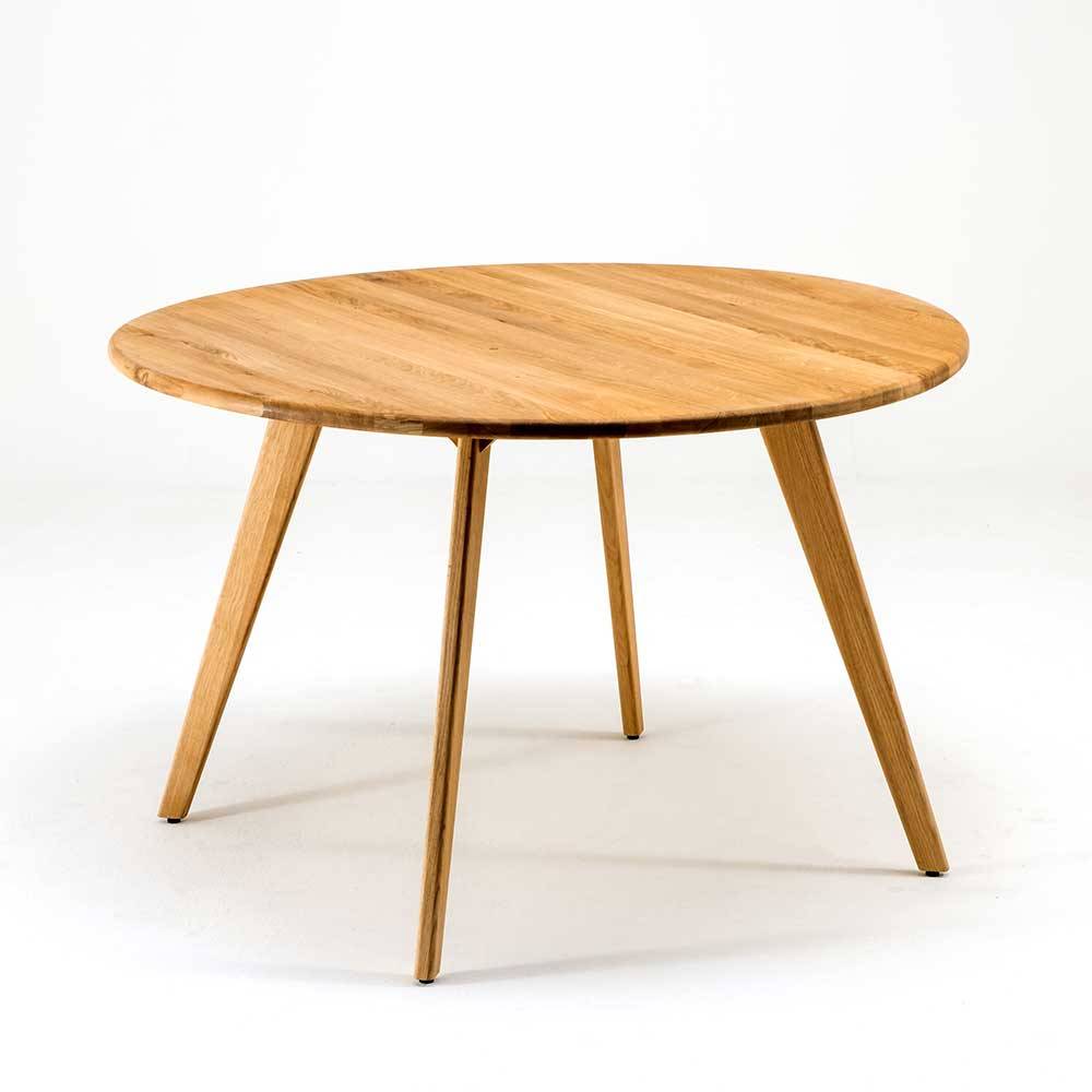 Esstisch mit runder Tischplatte Wildeichefarben günstig online kaufen