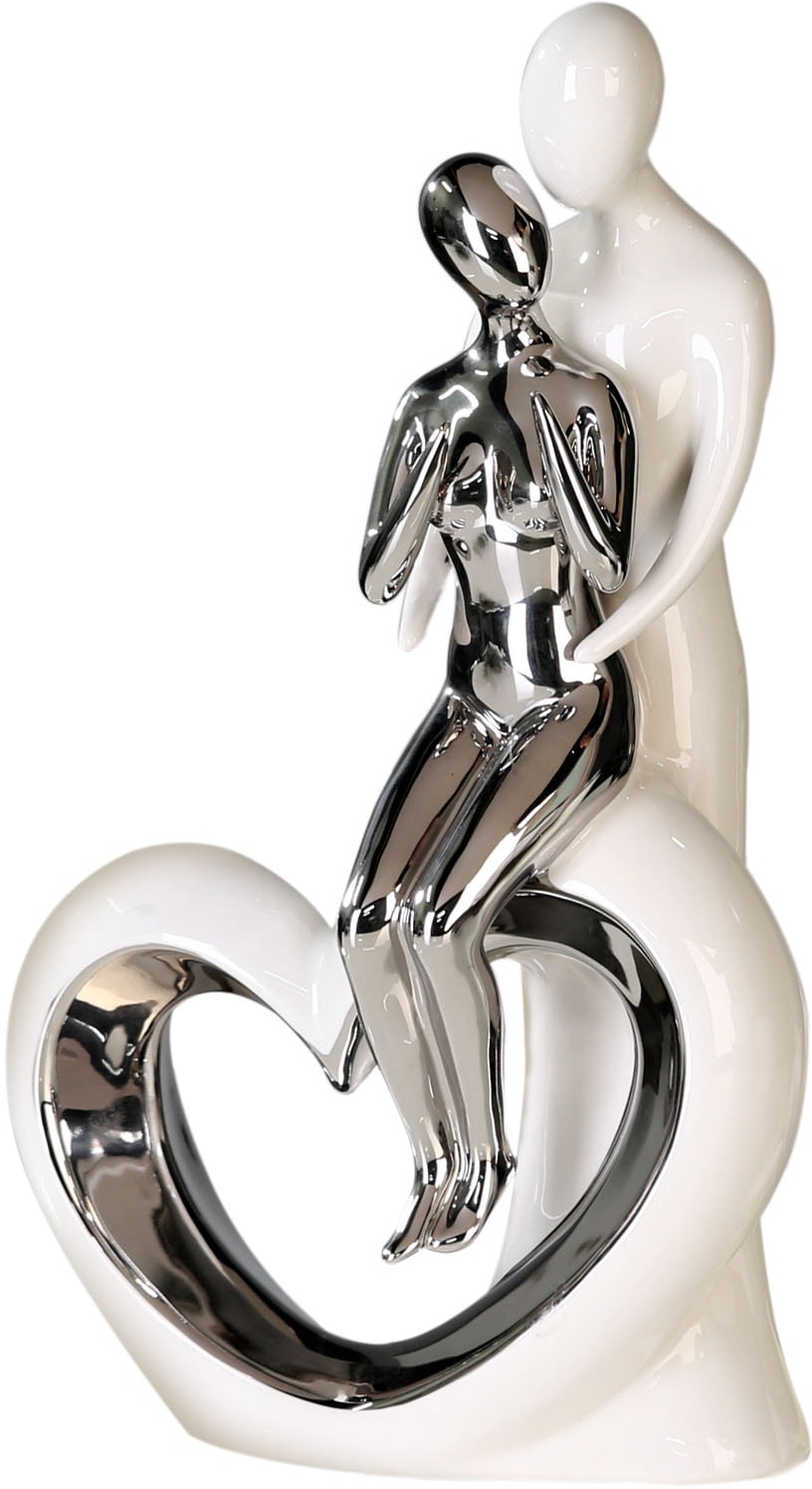 GILDE Dekofigur »Skulptur Romanze, weiss/silber«, Dekoobjekt, Höhe 33,5, au günstig online kaufen