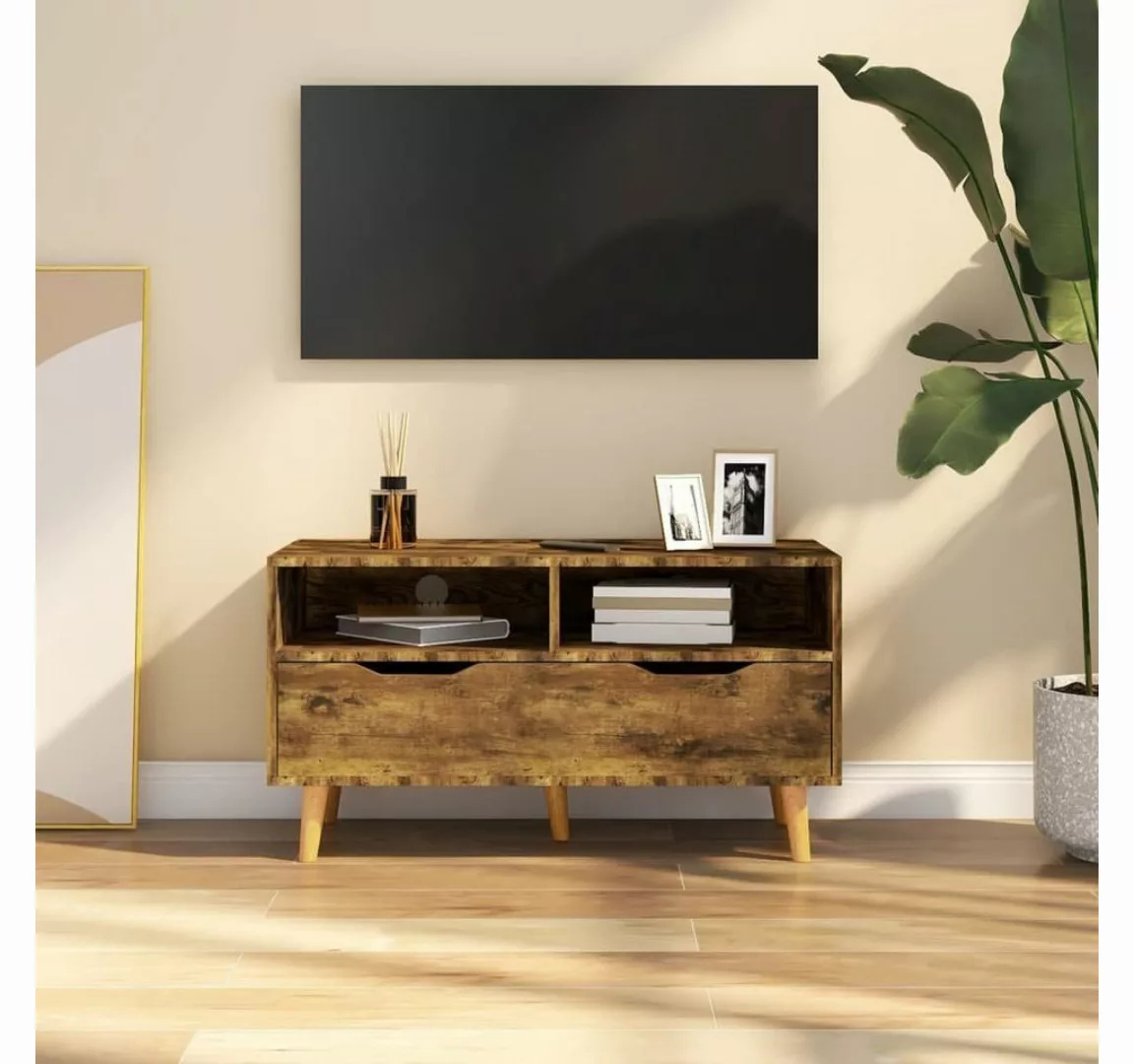 furnicato TV-Schrank Räuchereiche 90x40x48,5 cm Holzwerkstoff günstig online kaufen