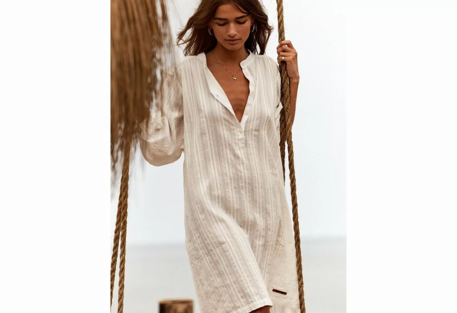 Moscow Design Blusenkleid Jolande Kleid in Creme mit Lochstickerei günstig online kaufen