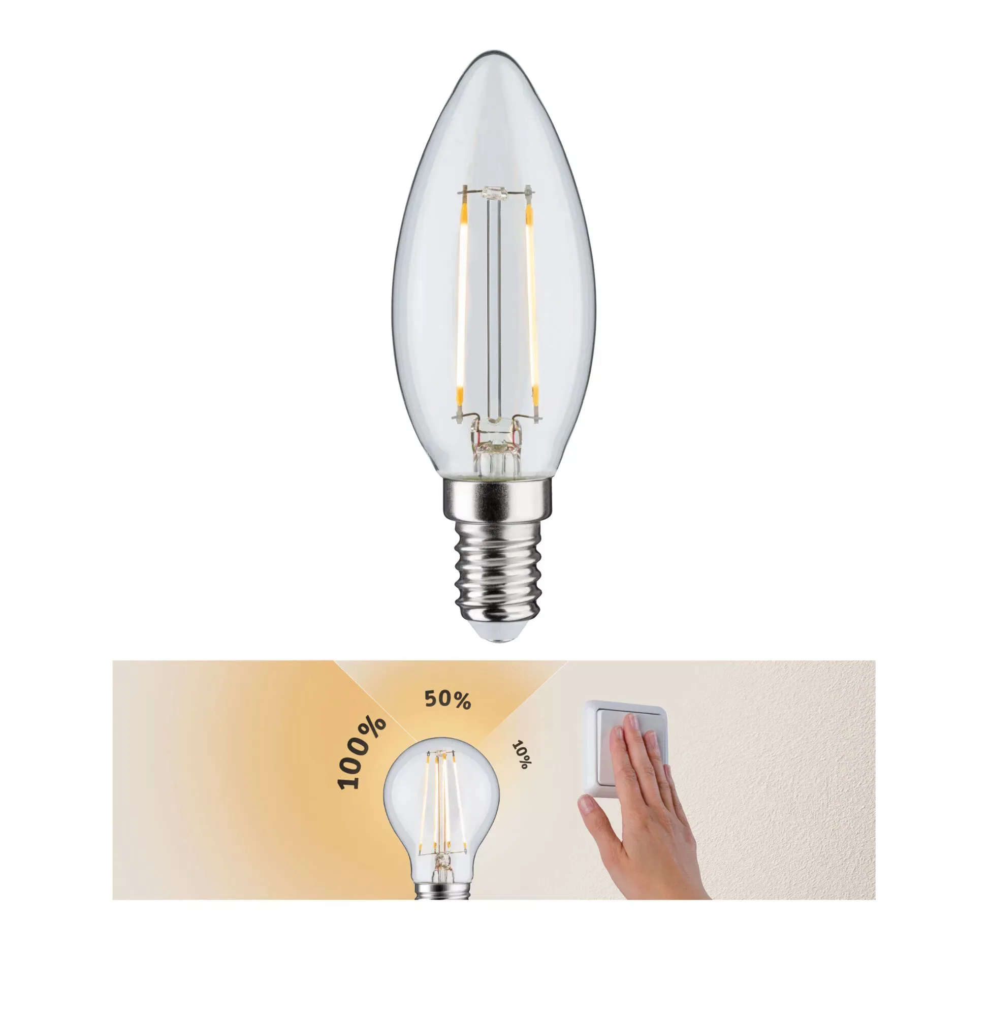 Paulmann "Filament 230V 3-Step-Dim LED Kerze E14 250lm 2,7W 2700K dimmbar K günstig online kaufen