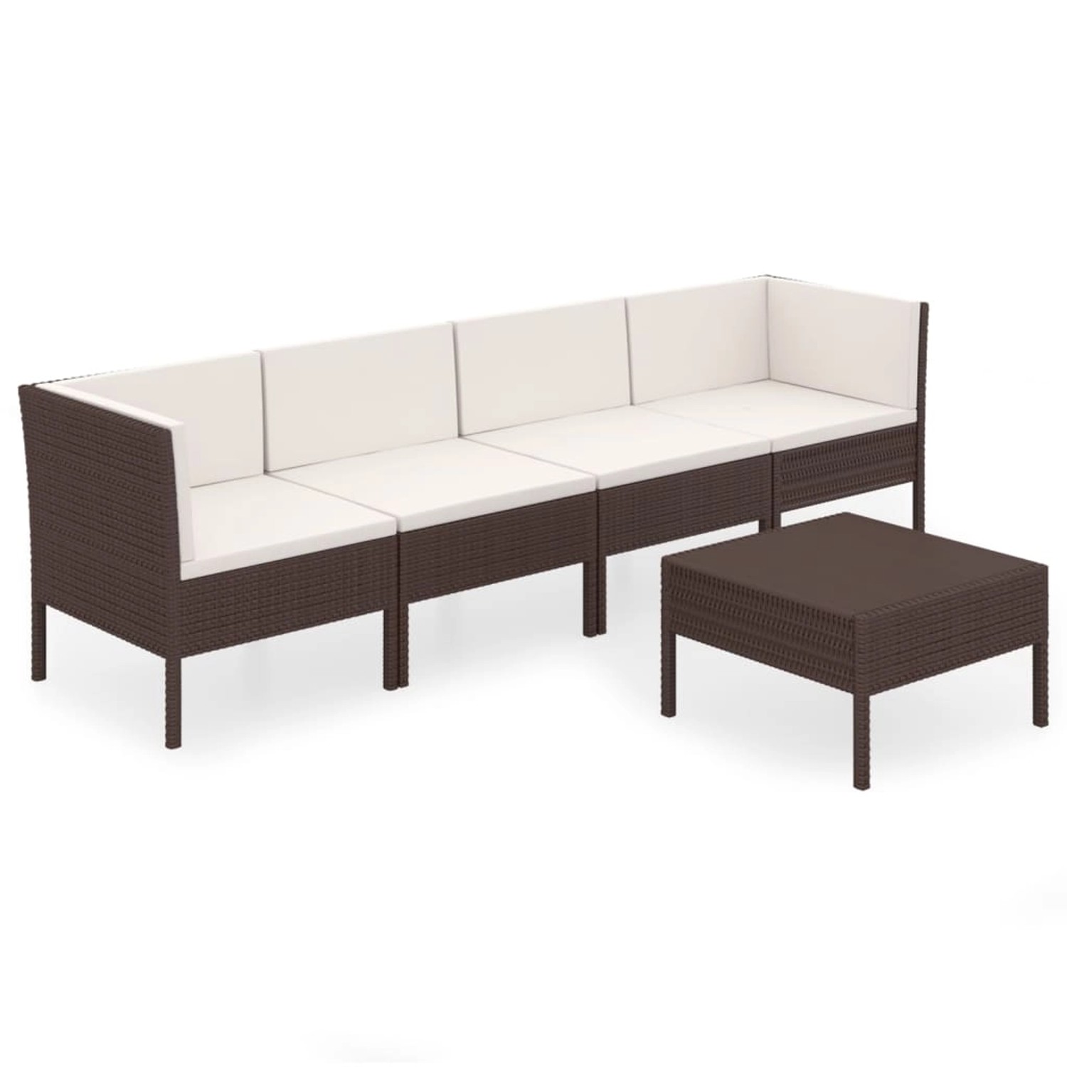 5-tlg. Garten-lounge-set Mit Auflagen Poly Rattan Braun günstig online kaufen