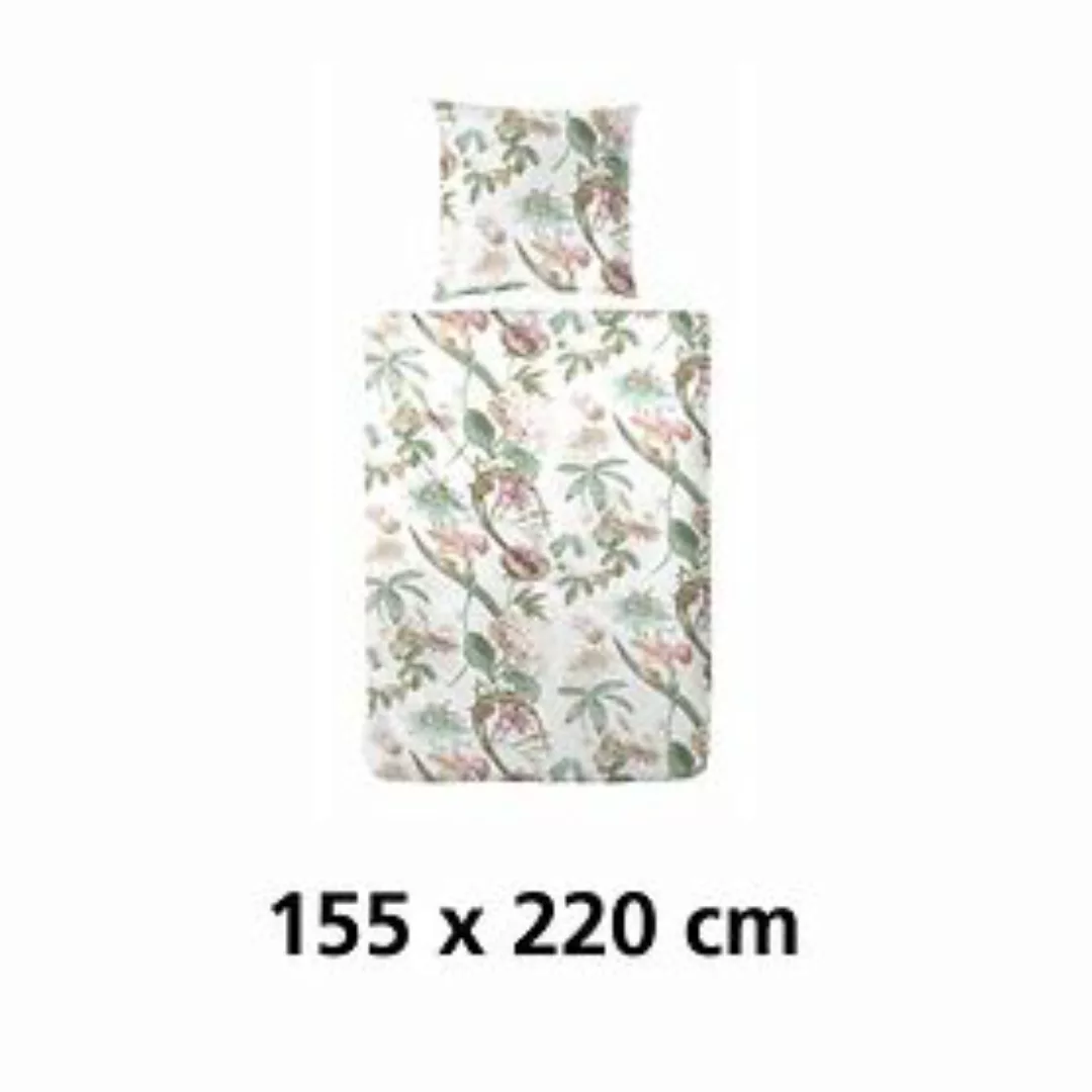 Mako-Satin-Bettwäsche 'Flowers' rosa 155x220 günstig online kaufen